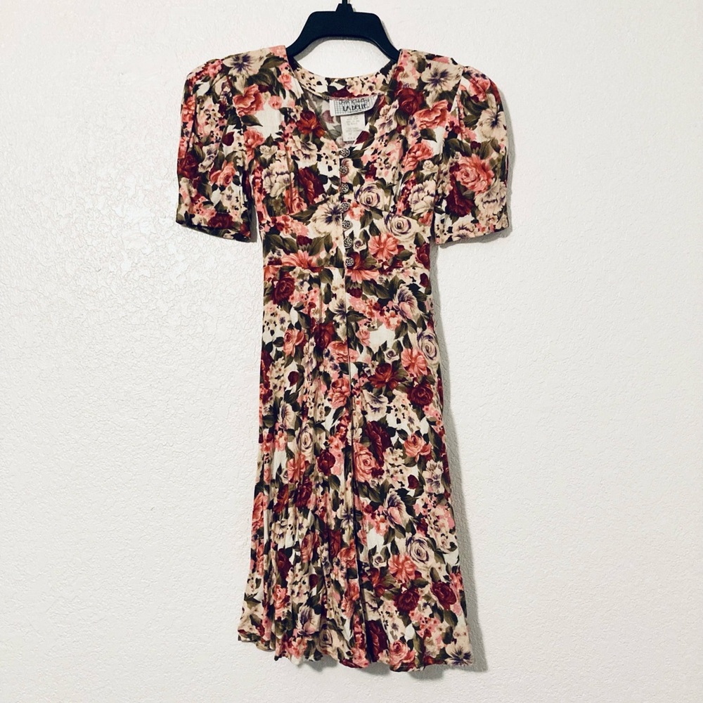 La Belle Peasant Dress (Pink Floral)